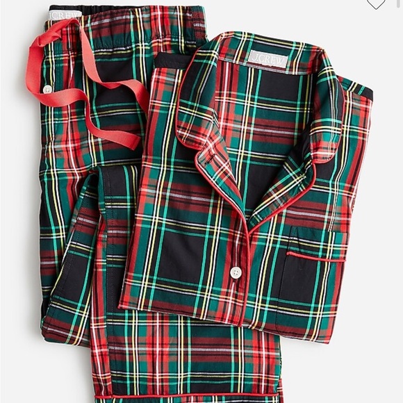 J. Crew Other - J. Crew Long-Sleeve Cotton Poplin Pajama Set in Black Stewart Tartan Plaid XS